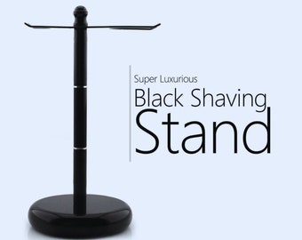 Handmade Luxury Black Stainless Steel Brush and Razor Holder Dual Shaving Brush and Razor Stand and Razor Stand