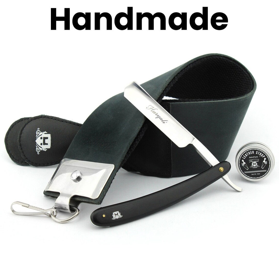 Genuine Leather Strop Plastic Cut Throat Razor Set With Strop Etsy