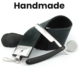 Leather Straight Razor Set with Strop & Paste | Cut Throat Shaving Kit for Men | Barber-Grade Sharpening Gift Set gifte gifts gifted Easter
