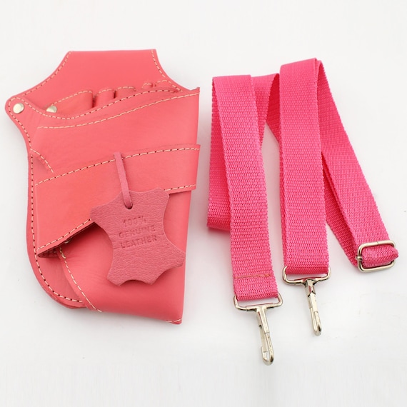 Pink Leather Barber Tool Holster, Hair Stylist Scissor Belt