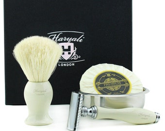 Professional Luxury Wet Shave Grooming Set Men Shaving Razor Brush Gifts Kit Classic Hair Removal