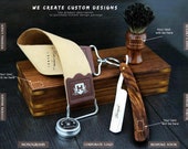 Vintage Cut Throat Razor Gift Kit 5 Pieces Barber Salon Luxury Shaving Set For Men 39 s Perfect Wooden Gift Box