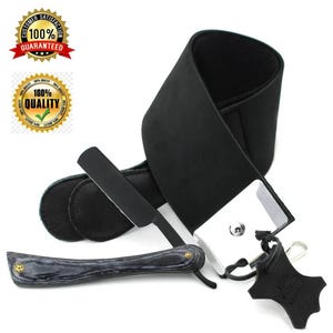 Handmade Leather Strop and Cut Throat Straight Razor Double-Sided Strop for Stropping Straight Razor