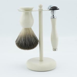 Handmade Shaving Brush & Razor Set with Shaving Stand Black Badger Shaving Brush Safety Razor for Men Dual Shaving Stand Shaving Set