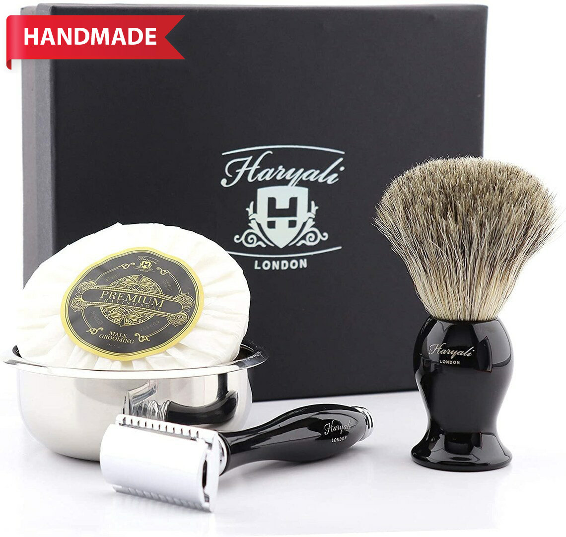 FK-5 Kit de maquinilla de afeitar manual para hombres con brocha de afeitar  / cuenco / jabón /