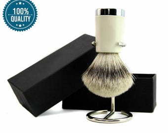 Handmade Synthetic Silvertip Shaving Brush with Chrome Stand