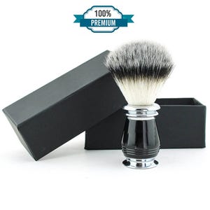 Handmade Synthetic Silvertip Shaving Brush with Metallic Handle Stylish Shaving Brush for Men Black
