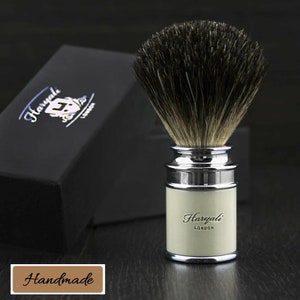 Professional Black Badger Shaving Brush with Metal Handle Drum Shape Shaving Brush for Men Zero Waste Ivory