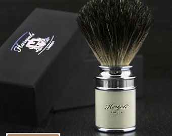 Professional Black Badger Shaving Brush with Metal Handle Drum Shape Shaving Brush for Men Zero Waste Ivory