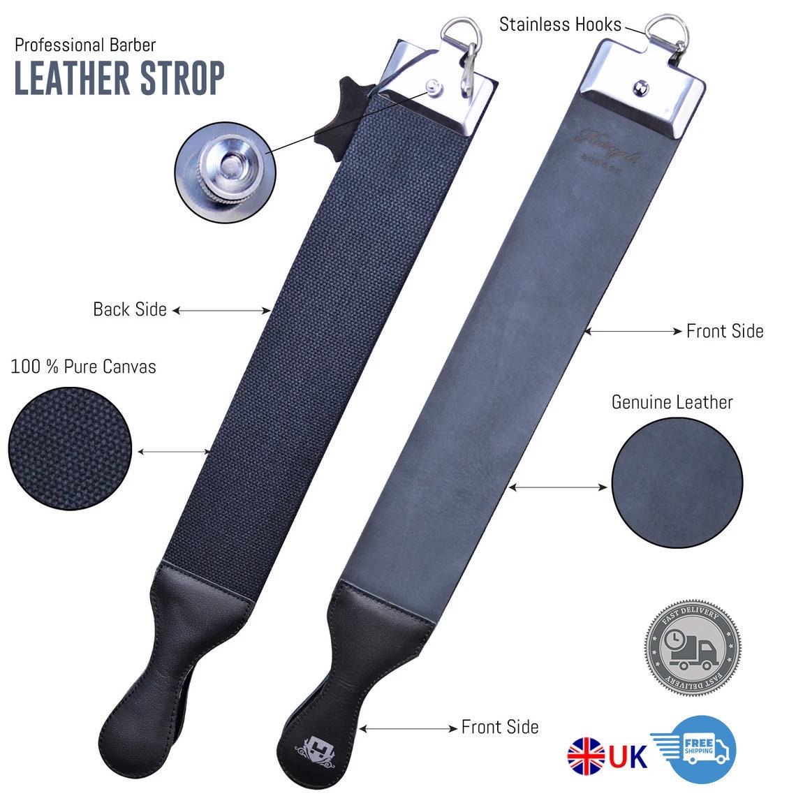 Shaving Strop, double sided leather Strop Strap Barber Straight Razor  Folding Knife Shave Sharpener Sharpening Belt for Sharpening Straight  Razors and