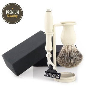 Handmade Cartridge Razor Wet Shave Kit for Men, Classic Shaving Gift Kit, Deluxe Face Shave Kit for Men, Complete Shaving Set for Men