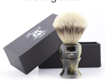 Premium Grade Silvertip Badger Shaving Brush Lustrous Horn Print Resin Handle Shaving Brush for Men