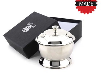 Metallic Shaving Bowl with Lid Stainless Steel Shaving Dish for Soap Zero Waste Durable High Quality