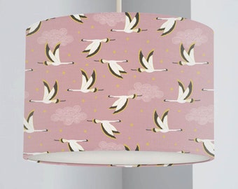 Flying Heron Lampenschirm, Rose Pink und Gold Metallic, Lightshade Beleuchtung, Wohnaccessoires