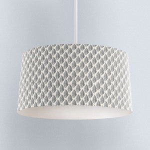 Grey Fern Lampshade, Fern Lampshade, Grey And Cream Fern Lampshade, Leaf Lampshade, Fern Leaf Decor, Grey Fern Leaf Decor, Grey Lampshade