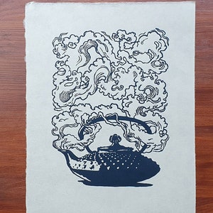 Tetsubin - Original  handmade Lino print