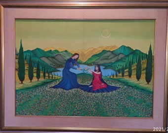 Peinture à l'huile sur toile. Avé Maria.