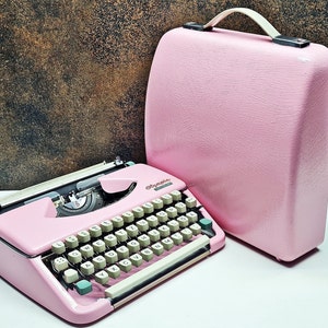 Vintage Olympia Splendid Typewriter: Ice Blue, Burgundy Keys, Mid-Century Modern