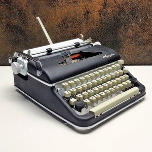 Vintage Olympia SM5 Black and White Typewriter, Fully Restored, Working Condition, Ideal Gift for Writers and Collectors, Retro Collectible