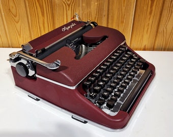 Olympia SM2 Burgundy Typewriter: Restored Vintage Collectible,Working Typewriter | Customs Paid!