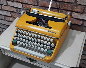 Special Color Olympia Monica Yellow Typewriter - Premium Gift | Typewriter like new- Vintage Typewriter Working