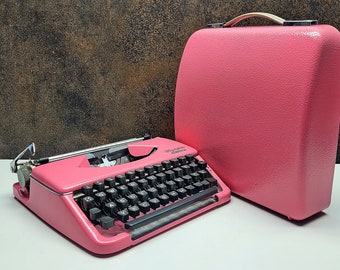 Máquina de escribir Pink Olympia Splendid 33/66: manual vintage portátil para escritores, máquina de escribir en funcionamiento / ¡aduana pagada!