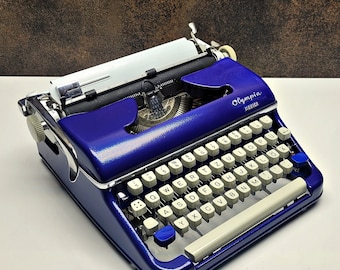 Olympia SM4 Monica Blue Typewriter: QWERTY Manual Vintage with Case,Working Typewriter | Customs Paid!