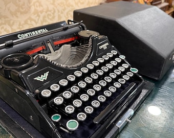 Continental 350 Vintage Typewriter with Glass Keys & Original Case | German Office QWERTZ Manual | Black Retro Desk Decor Gift Idea Writer!!