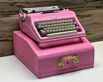 Olympia Monica Pink Typewriter with Case: Restored Vintage Collectible,Working Typewriter | Customs Paid!