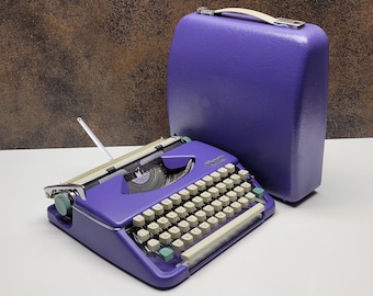 Purple Olympia Splendid 33/66 Typewriter: Restored German Retro Portable with Case,Working Typewriter | Customs Paid!