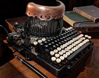 Columbia Bar Lock Typewriter | Antique Manual Writing Machine | Black Metal Vintage Style | 1900s Office Decor | Gift for Writers Collectors
