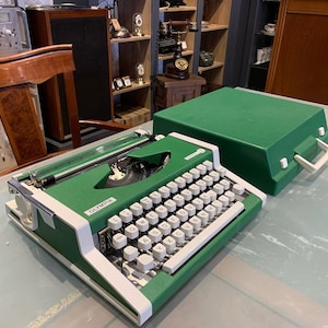 Green Olympia Typewriter, Like New Condition, Working Vintage Typewriter, Perfect Gift for Writers, Retro Collectible Charm