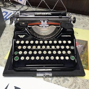 Continental Typewriter | Glass Keyboard, Fully Operational | Classic Black Elegance for an Unforgettable Writing Experience - Gift