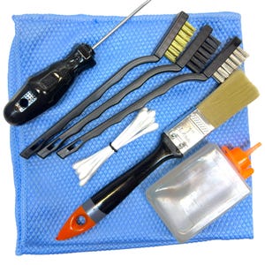 Typewriter Cleaning & Maintenance Kit w/ Machine Oil, Steel Plastic Brushes, Magnetic Screwdriver, Cotton Swabs, Rust Removal