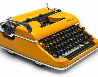 Yellow Olympia SM3 Vintage German Manual Typewriter, Portable QWERTY, Fully Working Classic Desk Decor, Writer Gift, Collectible Retro Style
