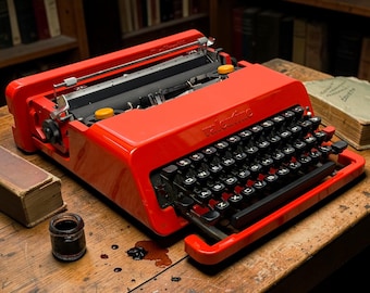 Olivetti Valentine Typewriter Red | Portable Manual Writing Machine | Mid Century Modern Design | Retro Office Decor | Gift for Writers