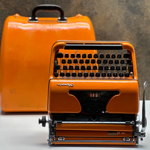 Olympia SM3  Typewriter +  Bag - Premium Gift / Typewriter World / The Most Special Gift/ Orange Typewriter- Vintage Typewriter Working