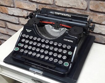 Máquina de escribir Continental 1935: máquina de escribir manual antigua negra, en condiciones de funcionamiento, máquina de escribir en funcionamiento / ¡aduana pagada!