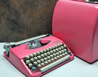 Macchina da scrivere vintage Olympia rosa: arredamento da ufficio in stile steampunk, macchina da scrivere funzionante / dogana pagata!