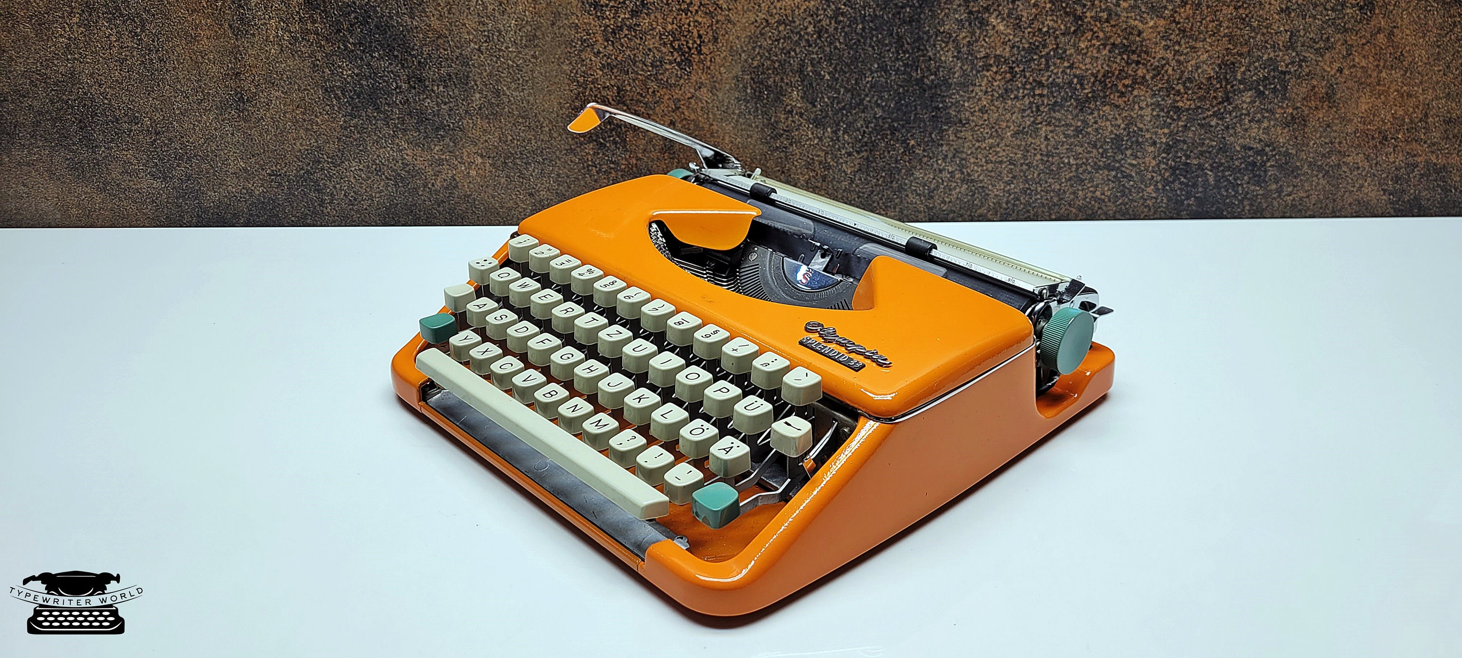 Retro Olympia Splendid 33/66 Orange Typewriter W/ Case