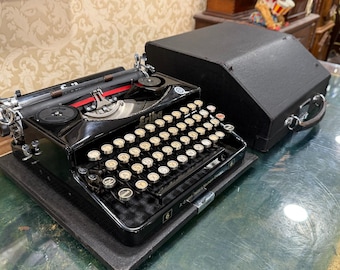 Erika No 6 Vintage Typewriter, Glass Keys, Original Case | German Office QWERTZ Manual | Antique Writer Gift, Retro Desk Decor Home Decor