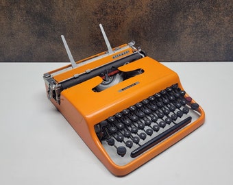 Vintage Orange Olivetti Typewriter - Fully Serviced, Working,Working Typewriter | Customs Paid!