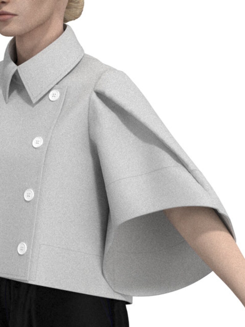 WACA083019 Cape style short coat PDF pattern