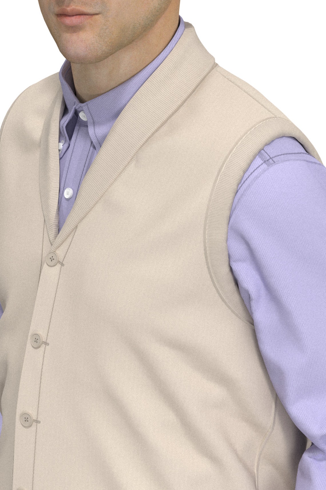 Men.Shawl collar simple vest PDF patternMAVT121620 Etsy