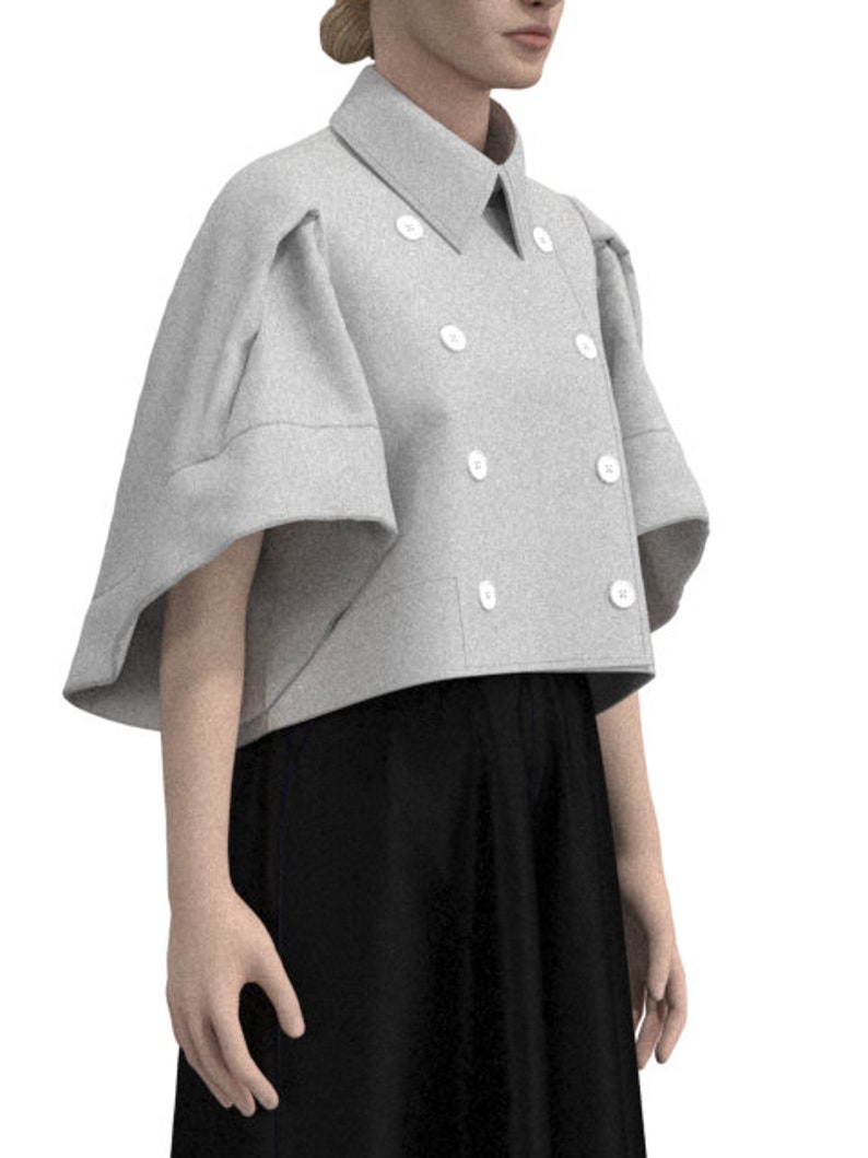 WACA083019 Cape style short coat PDF pattern