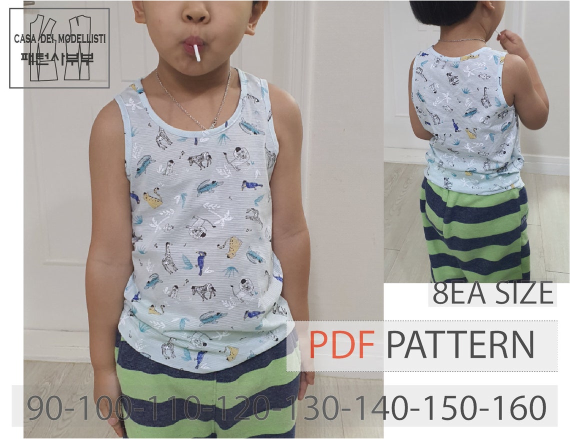 Kids.Basic sleeveless tshirt PDF patternUKTS040221 Etsy