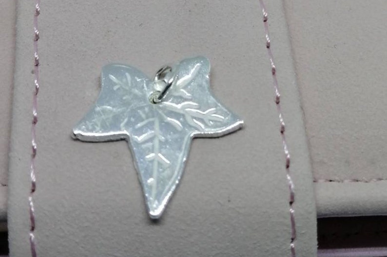 A beautiful Shiney handmade fine silver ivy leaf pendant a piece of nature captured forever made just for you image 1