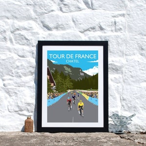 Tour de France Chatel Pre la Joux Stage. Le tour Road Bike Print French Alps