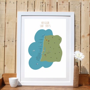 Hossegor Surf Map Print Frankreich, Brandungsbrüche, Westküste Frankreichs, Le Penon, Les Bourdaines, La Nord, La Graviere, Capbreton