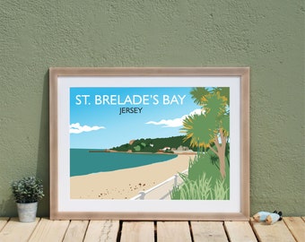 St Brelade&#39;s Bay, Jersey, Poster, Stampa, Souvenir, Opera d&#39;arte, Ricordo, Isole del Canale, Regno Unito